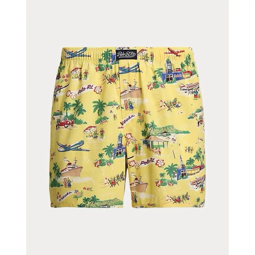 Polo Ralph Lauren Mens Polo‎ Bear Cotton Boxer Yellow Tropical Small